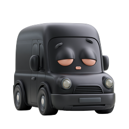 Sleepy Van Character 3D Icon - Cartoon Delivery Vehicle