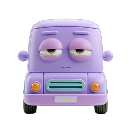 Sleepy Purple Van Character - 3D Clay Icon