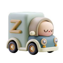 Грузовик Sleepy Z — милая 3D-иконка сна в стиле пластилина