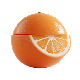 Realistic Sliced Orange Fruit 3D Icon - Fresh Citrus