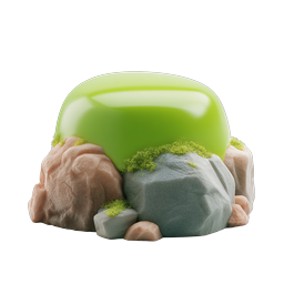 Green Slime on Rocks 3D Icon - Fantasy Nature Design