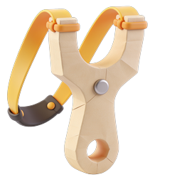 3D Slingshot Icon - Wooden Frame & Elastic Band