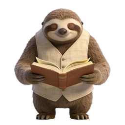 Sloth Reading Book 3D Character Icon | Adorable Literacy Design