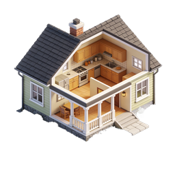 Charming Isometric Cottage House Cutaway Icon