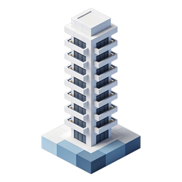 Modern High-Rise Building Icon in Isometric Design