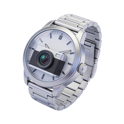 Smart Camera Watch Icon - 3D Silver Wearable Tech