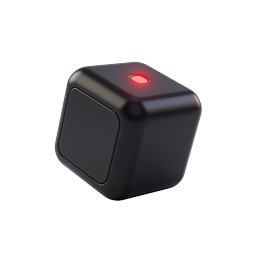 Smart Cube Device Icon with Glowing Red LED