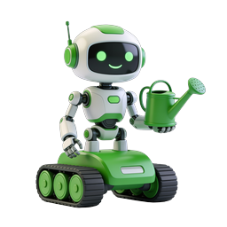 Friendly Smart Garden Robot with Watering Can - 3D Icon