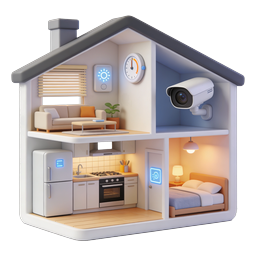 Иконка технологий умного дома IoT | 3D разрез дома