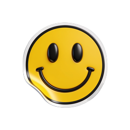 Classic Yellow Smiley Face Icon - Happy 3D Sticker