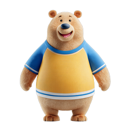 Smiling Bear Character Sports Jersey 3D Icon