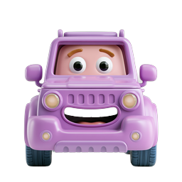 Playful Smiling Car Icon for Children's Content