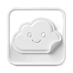 Smiling Cloud Icon - 3D White Sticker Design