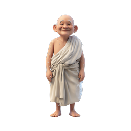 Joyful Monk Character 3D Icon with Water Splash