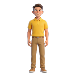 Smiling 3D Young Man Character Avatar Icon