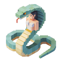 Isometric Snake Charmer with Cobra - Pixel Art Icon