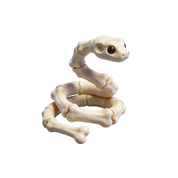 Realistic 3D Snake Skeleton Icon for Wildlife & Education