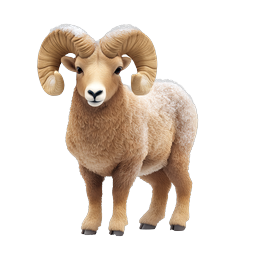 Realistic Snow-Dusted Ram Icon with Curled Horns