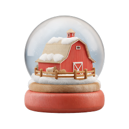 Schneekugel Rote Scheune Winterscene Icon - Festliche Feiertage