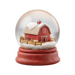 Schneekugel Rote Scheune - Festliches Winterfarm-Icon