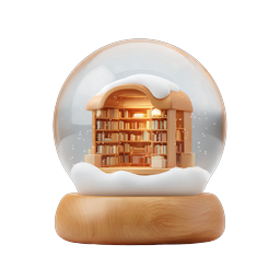 Snow Globe Bookshop Icon | Cozy Winter Library Design