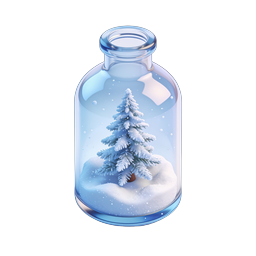 Snow Globe Bottle with Winter Tree Icon | Holiday