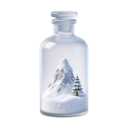 Boule à neige bouteille en verre avec scène de montagne enneigée