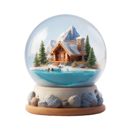 Snow Globe Log Cabin Winter Scene Icon