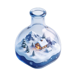 Snow Globe Cabin Winter Scene Icon | Holiday Decor