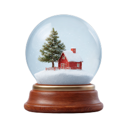 Snow Globe with Cozy Red Cabin Winter Scene Icon