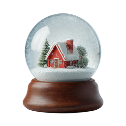 Snow Globe with Red Cabin Winter Scene Icon