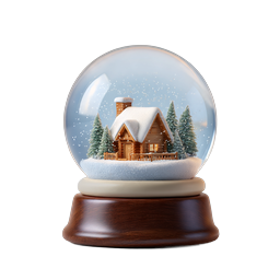 Snow Globe with Log Cabin - Winter Holiday Icon