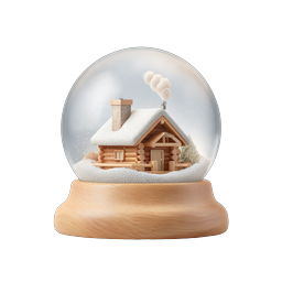 Snow Globe Log Cabin Winter Icon - Festive Holiday Design