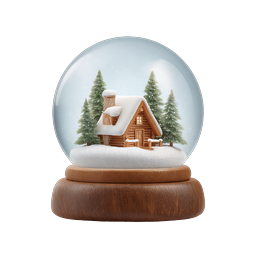 Snow Globe Cabin Winter Holiday Icon | Festive Christmas Decoration
