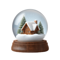 Snow Globe Log Cabin Winter Icon - Cozy Holiday Design