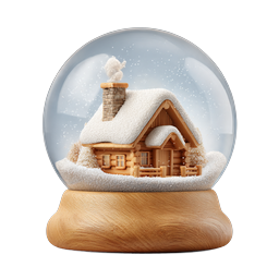 Snow Globe Log Cabin Winter Icon | Holiday Decoration