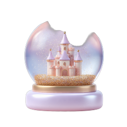 Enchanted Pink Castle Snow Globe 3D Icon