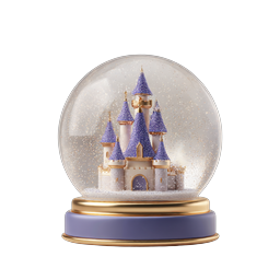 Enchanted Purple Castle Snow Globe 3D Icon