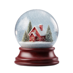 Christmas Snow Globe with Cozy Red Cabin Icon