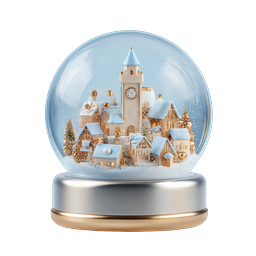 Snow Globe Christmas Village Icon - Festive Winter Scene