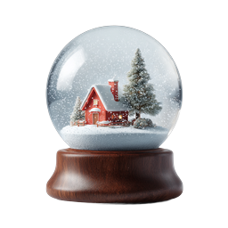 Christmas Snow Globe with Cozy Red Cabin Icon