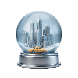 Snow Globe City Icon - Miniature Urban Winter Scene