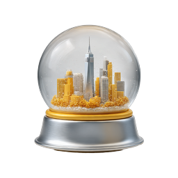 Snow Globe City Skyline Icon - Miniature Urban Scene