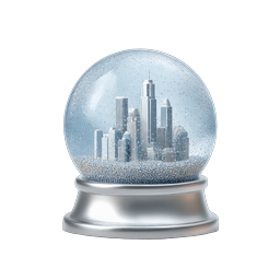Snow Globe City Icon - Miniature Urban Scene