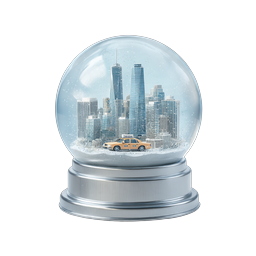 Snow Globe City Skyline Icon | Winter Urban Scene