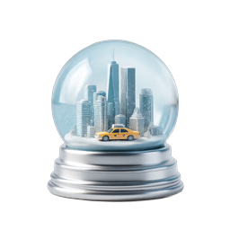 Snow Globe City Skyline Icon - Winter Urban Scene