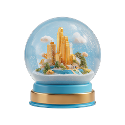 Schneekugel-Stadt-Icon - Goldene Stadtlandschaft Winterkugel
