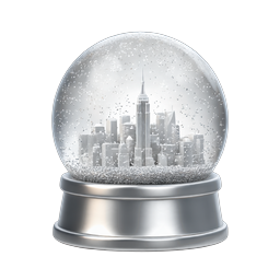 Snow Globe City Skyline 3D Icon - Winter Urban Ornament
