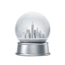 Snow Globe City Icon - Winter Cityscape Ornament