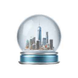 Snow Globe City Icon | Winter Cityscape Illustration